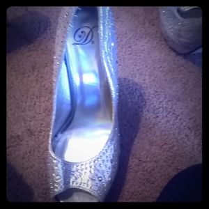 Silver glittery heels